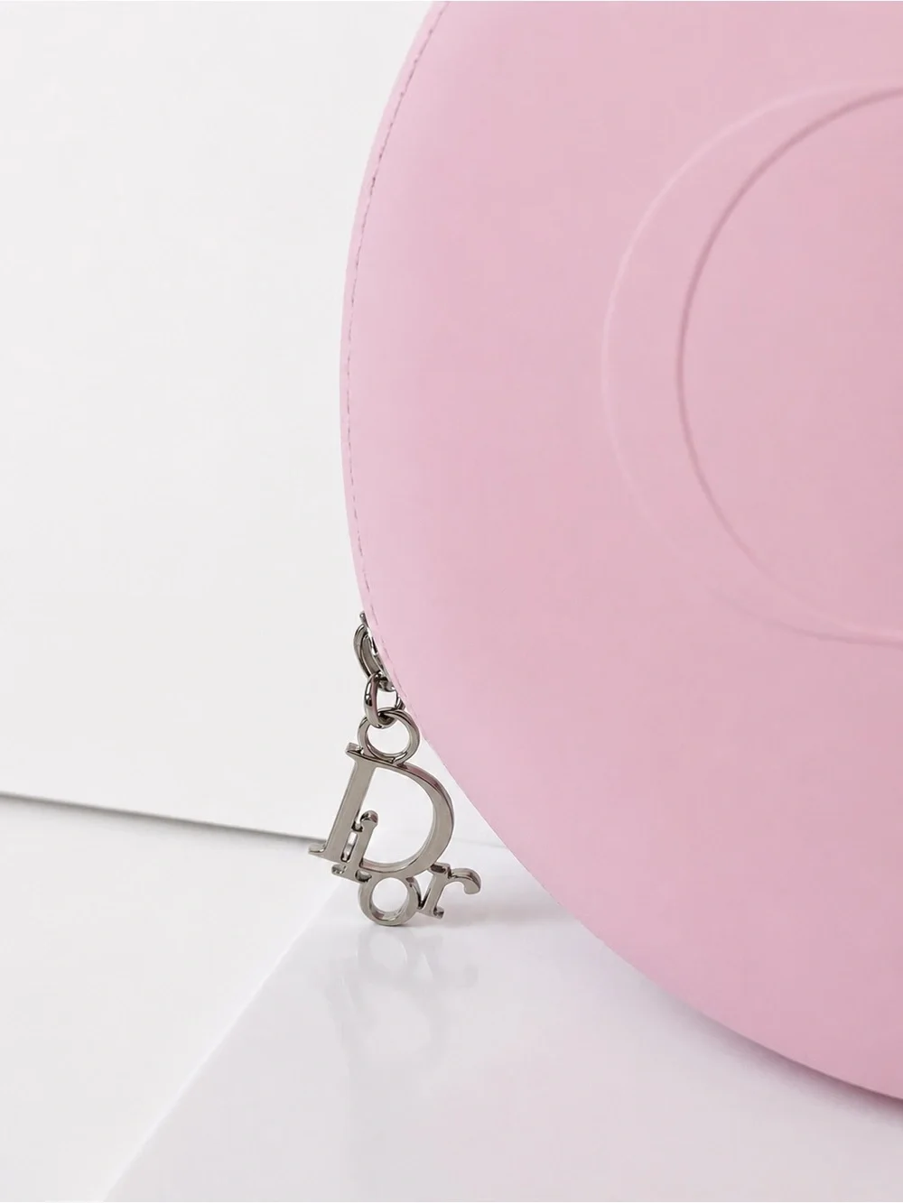 Dior Round Pink Embossed CD cosmetic Bag